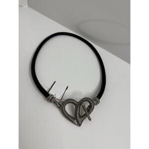 Vtg 1996 CABOT 34" Heart Belt Buckle Braided Black Leather Jewelry